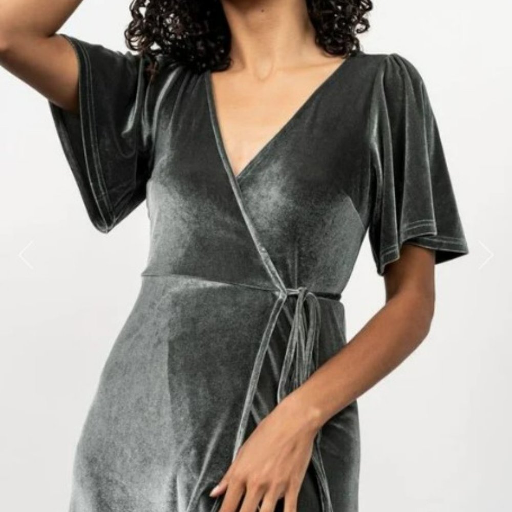 Eucalyptus - Meghan Velvet Wrap Maxi Dress by BalticBorn